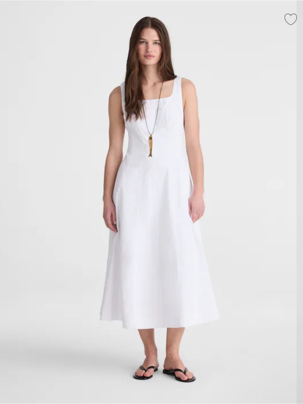 Madewell White Sleeveless A-Line Midi Dress